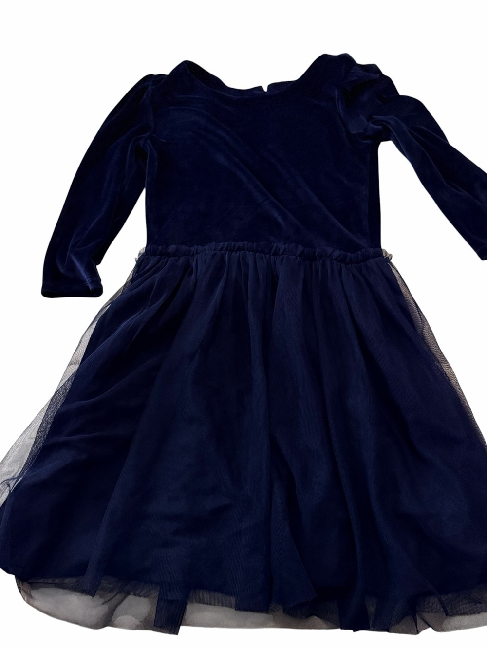 GAP Navy Velvet & Tulle Long Sleeve Dress